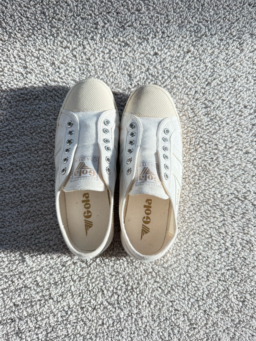 Women’s Gola Slip-On Canvas Sneakers in Off-White